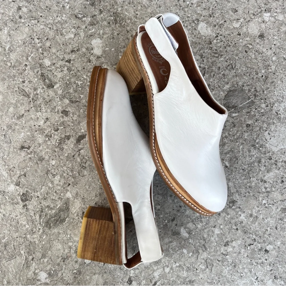 RARE Jeffrey Campbell Ibiza
Hildalgo White Leather Slingback Heels Mules Size 11 - Picture 3 of 14
